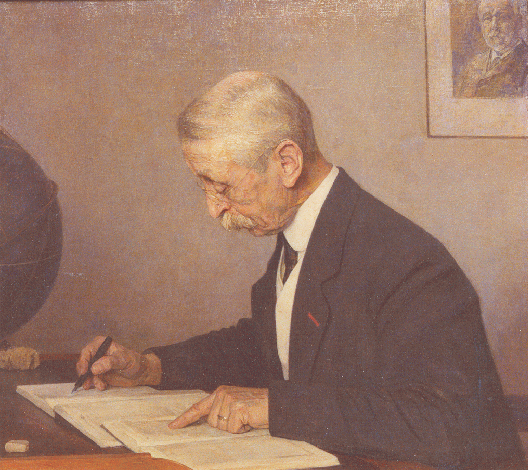 Painting of J.C. Kapteyn at his desk